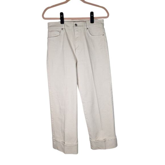 Loft Women's Size 4 / 27 The Wide Leg Crop Jeans Light Khaki / Beige Flip Cuff - Picture 1 of 7